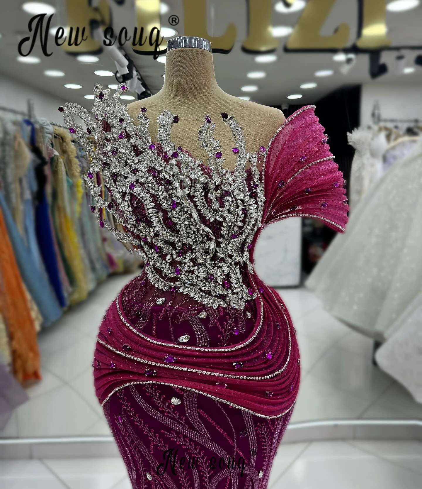 Dubai Arabic Burgundy Long Mermaid Evening Dress Sequins Wedding Guest Party Dress Formal Occasions Night Prom Gowns