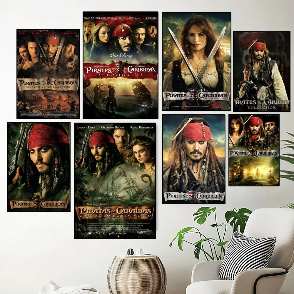 1pc  Classical Movie Poster Pirates Of The Caribbean Poster Paper Print Home Bedroom Entrance Bar Cafe Art Painting Decoration