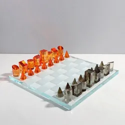 Desktop Decor Hand Stainless Steel Made Wooden Craft X O Chessboard Luxury Tic Tac Toe Chess Board Game Handicraft Art European
