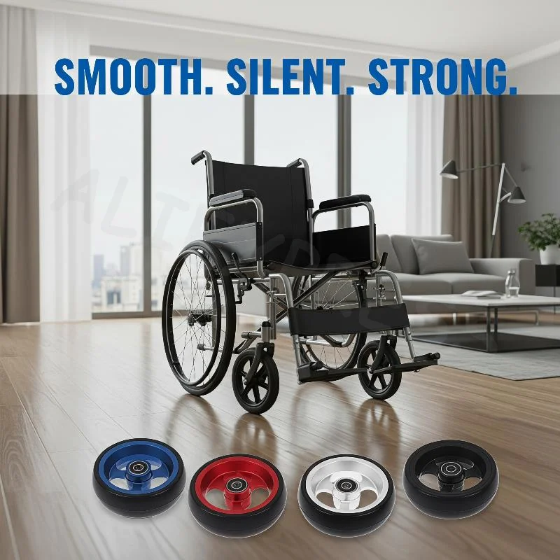 Wheelchair Front Caster Wheels 4 Inch Replacement Smooth Rolling Rollers with Bearings for Daily Wheelchair Mobility Support