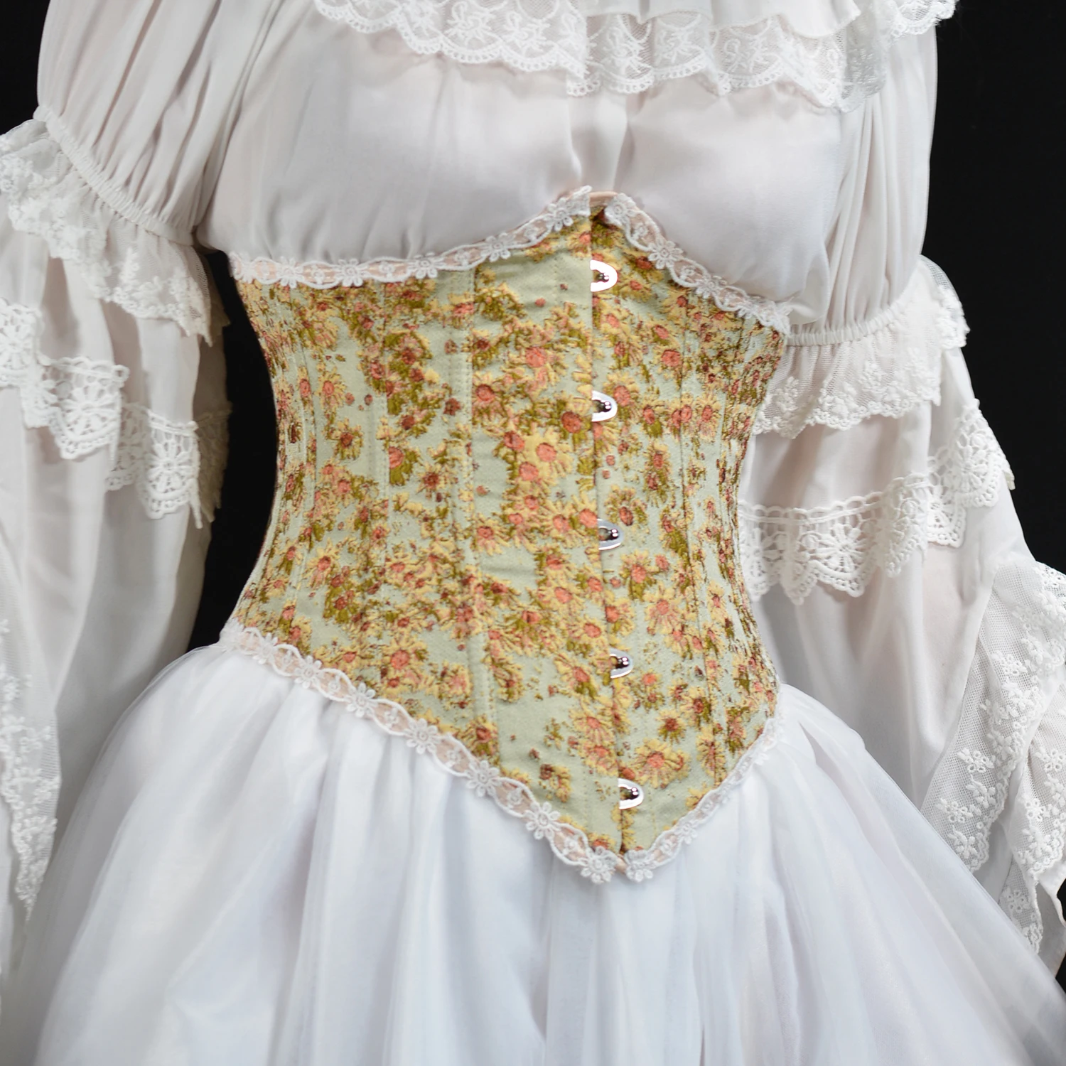 Pastoral Lace Waist Cincher Court-Style Lace-Up Shaping Corset Elegant Feminine Body Sculpting Underwear for Women
