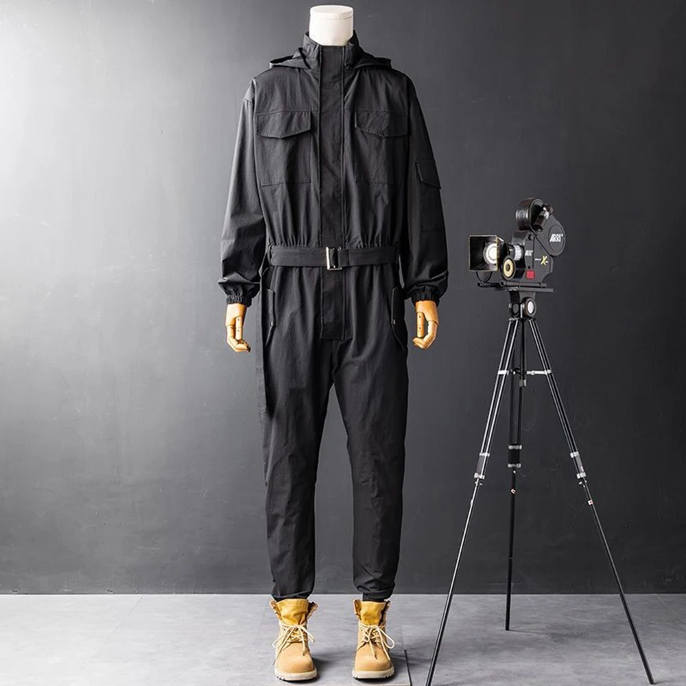 

Зимний новый мужской цельный костюм с капюшоном, американский ретро-модный модный уличный хип-хоп, свободная повседневная нишевая мужская одежда 2025