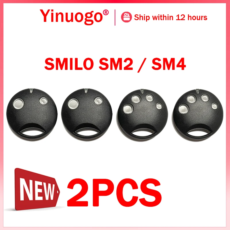 2PCS Garage Door Remote Control For SMILO SM2 / SMILO SM4 Remote Control Garage Door Opener Transmitter 433.92MHz Rolling Code