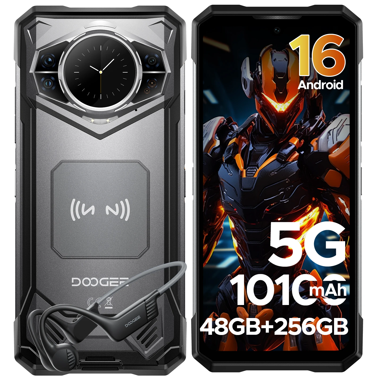 DOOGEE S200 VIP 5G Rugged Phone 1.32" Rear Display 48GB 256GB 6.72" 100MP Camera 10100mAh Battery 33W Android 16 Smartphone