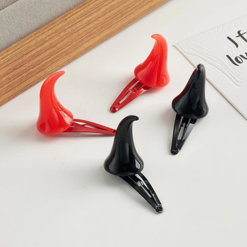 NEW Creative Halloween Devil Horns Hair Clip Red/Black 2 Colors Available Demon Style Masquerade Cosplay Party Dress Up Prop ZYF