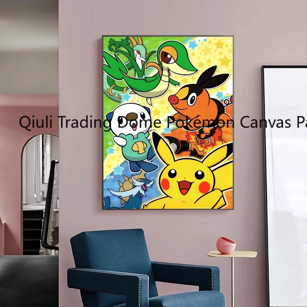 Pop Poster Pokemon Anime Figuren Pikachu Eevee Aquarell Malerei Leinwand drucke Wand kunst Wohnkultur Bild Weihnachts geschenke