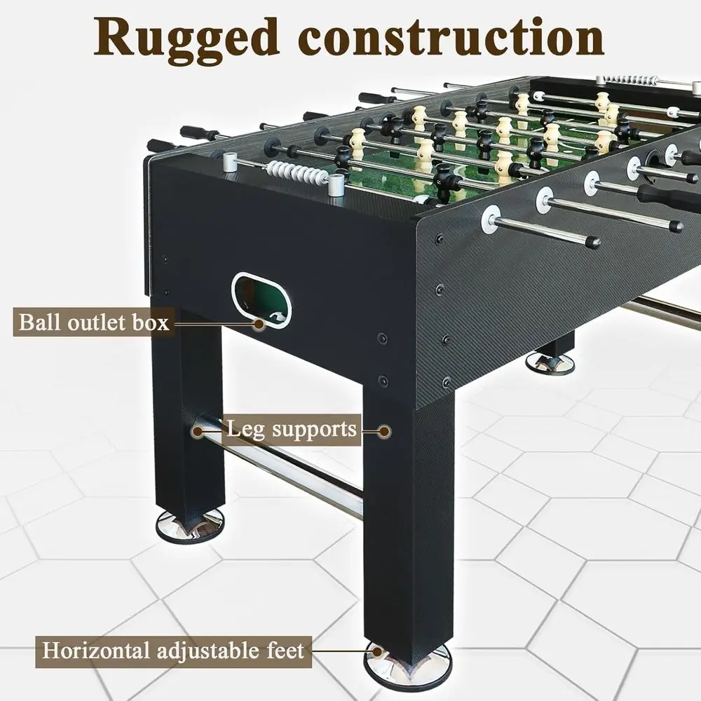 Inch Competition Foosball Table, Black, with Chrome-Plated Steel Rods