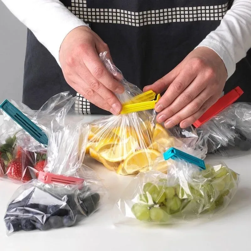 12pc/pack Portable Kitchen Storage Food Snack Seal Sealing Bag Clip Sealer Clamp Plastic Tool Kitchen Accessories Food Bag Clips
