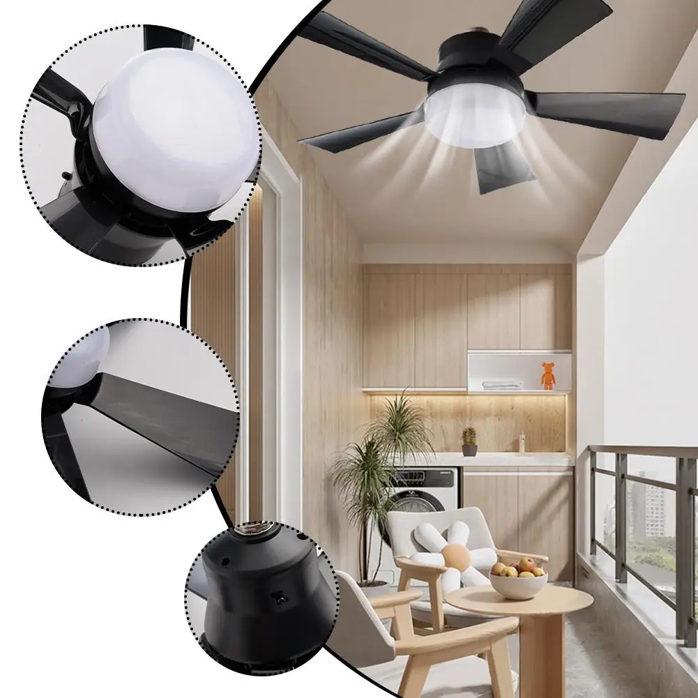 Ceiling Fan Light Remote Control LED Lamp Fan E27 Screw Home Appliances Silent Small Fan Light Smart Ceiling Fan For Bedroom