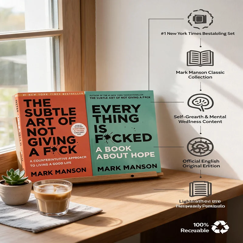 The Two Books Set A Subtle Art for Fxck, and Everything Is Fxck By Mark Manson's Self-help Psychology Book for Adult Readers.