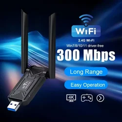 Repetidor sem fio USB WiFi, extensor, amplificador de sinal, impulsionador, roteador Wi-Fi de longo alcance, extensão de rede doméstica, 2.4G, 300Mbps