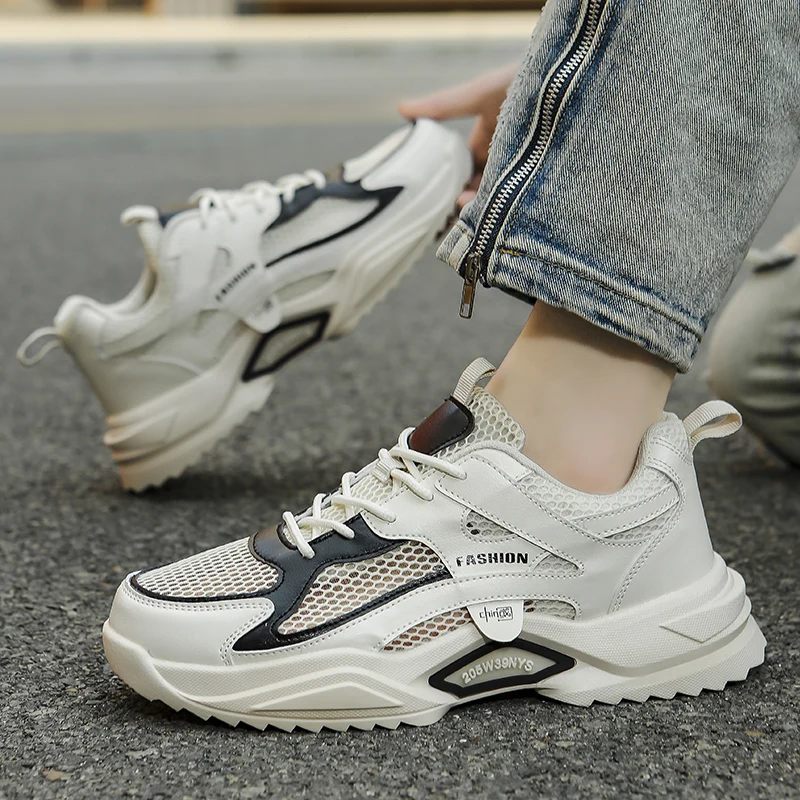 

2025 spring and autumn sports and casual running mesh breathable multi-functional height-enhancing shoes for couples
