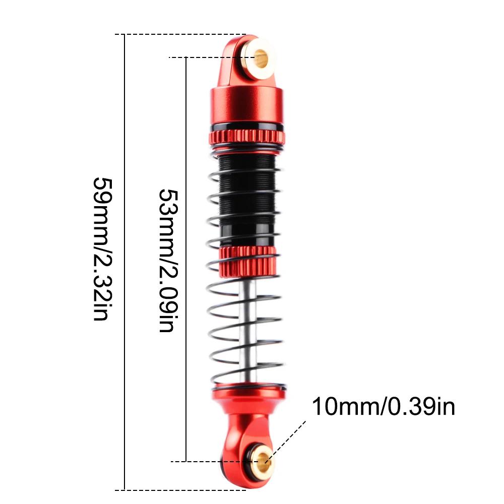 53mm Aluminum Threaded Shock Absorber Oil Damper for Redcat Ascent-18 1/18 RC Crawler Upgrade Parts (Red) - view 5