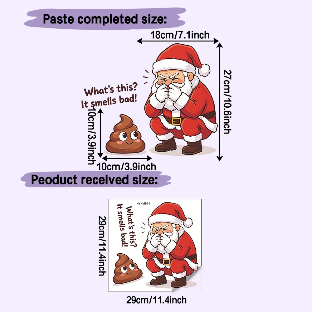 Funny Santa Claus Wall Sticker Christmas Bathroom Toilet Decoration Mural Bedroom Cabinet Decor Self-adhesive New Year Decals