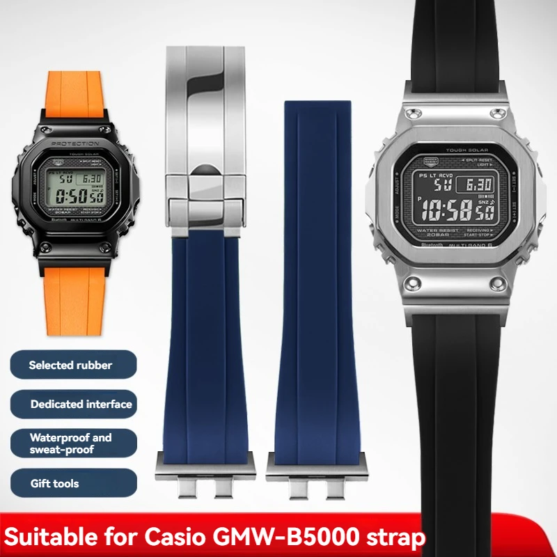 

Для Casio G-Shock GM-B2100 B2100 Сменный резиновый ремешок для GMW-B5000 Ремешок для часов со складной пряжкой, мужские аксессуары