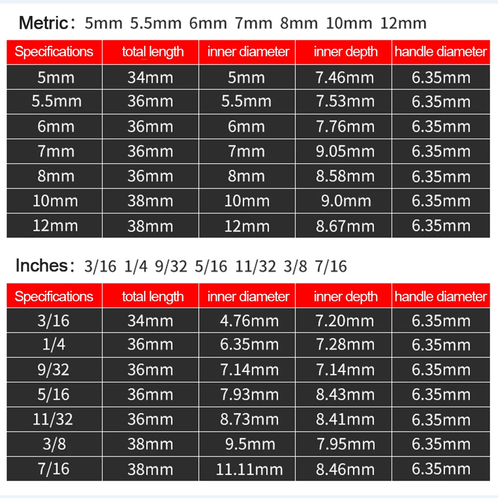 9/14PCS Socket Inner Hexagonal Wrench Hexagonal Handle Screwdriver Socket Extension Rod Pneumatic Screwdrivers Insert Tools Sets