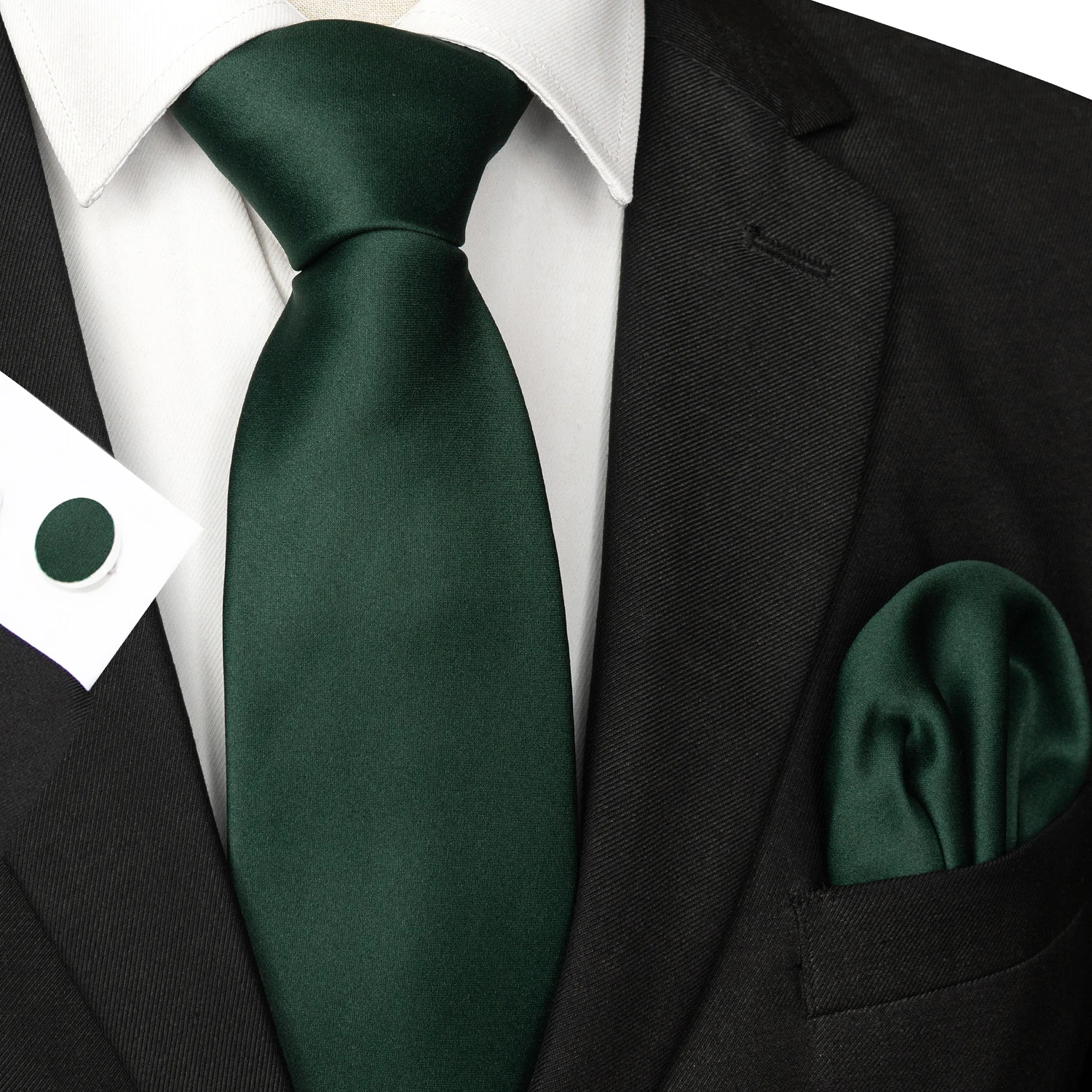 30 verschiedene Farben, solide Polyester-Krawatten für Herren, Einstecktuch, Manschettenknöpfe, Geschenk, Hochzeits- und Party-Accessoires, 8cm Krawatten-Set, kostenloser Versand – Detail 5