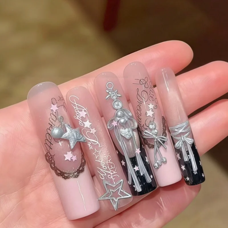 Mehrmuster-Herz-Schleife-Stern-Anhänger-Silikonform, Handgemachte DIY-Nagelcharms-Schlüsselanhänger-Harz-Bastelform – Detail 2