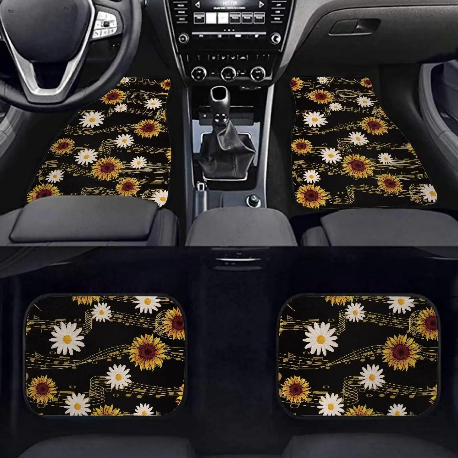 

Alfombrillas Para Pies Coche Con Diseño Margaritas Y Girasoles, Alfombrillas Lanteras Y Trasaras Para Coche, Ajuste Universal