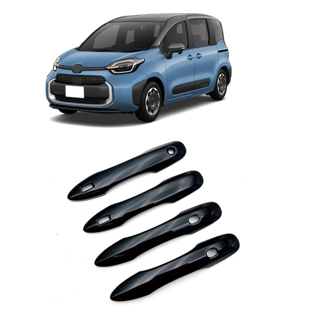 4Pcs Glossy Black Car Exterior Side Door Handle Frame Cover Trim for Toyota Sienta 2022 2023