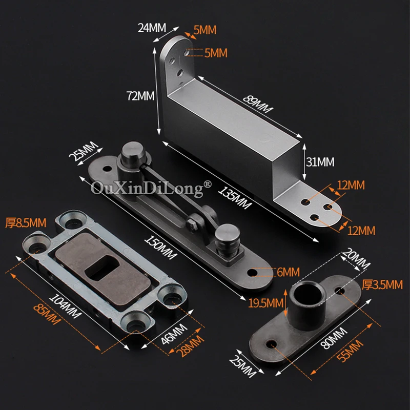 Brand New 1Set Metal Heavy Adjustable Door Hinges Buffer Soft Close Positioning Invisible Door Pivot Hinges Install Up and Down