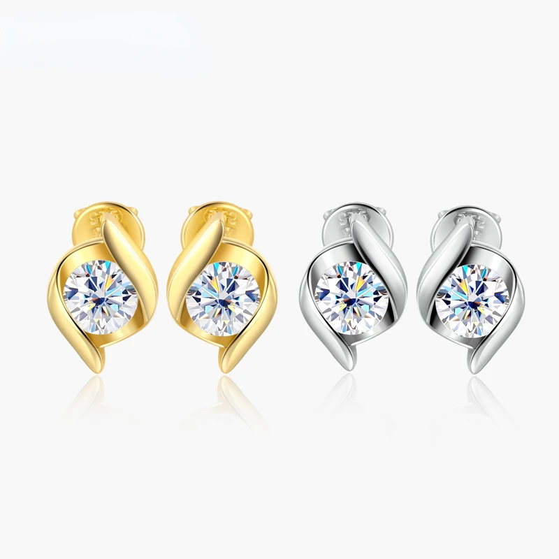 

New Models 1 Carat D Color Moissanite Stud Earrings for Women Top Quality 100% 925 Sterling Silver Sparkling Wedding Jewelry Hot