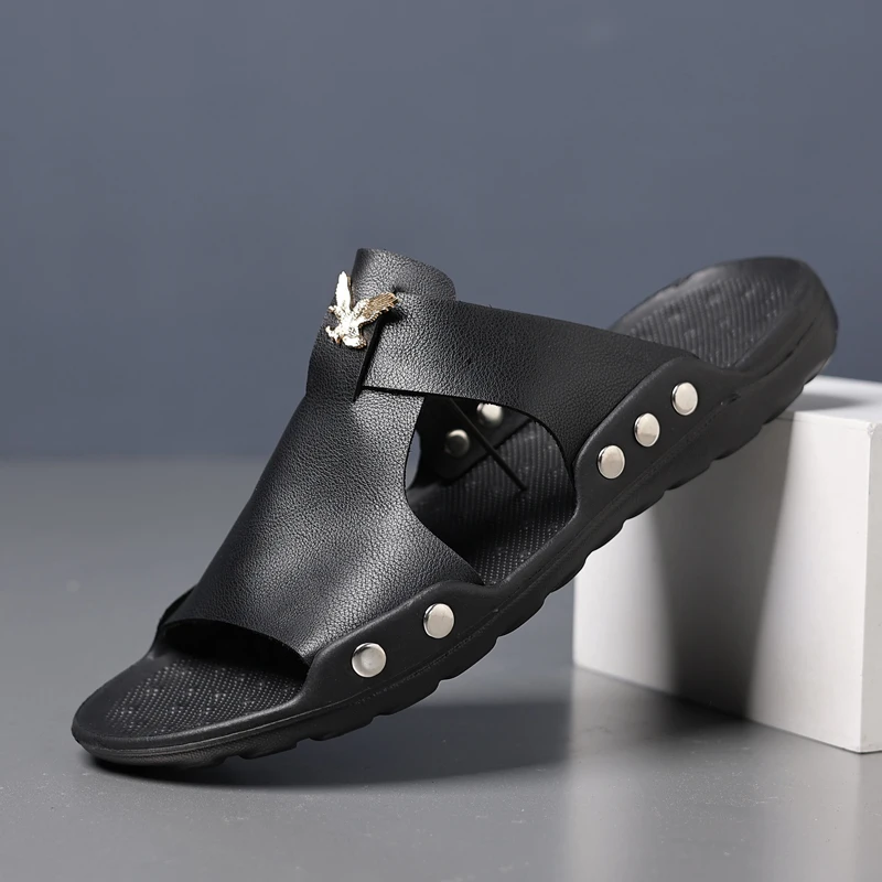 YRZL Herrenschuhe, Sommer-Hausschuhe, Herren-Innenrutschen, lässige Sandalen, leichte, atmungsaktive Strand-Hausschuhe für Herren, Sandalen – Detail 2