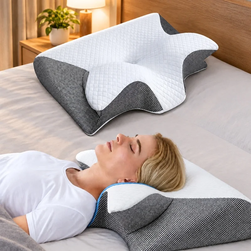 Memory Foam Neck Cushion for Cervical Support and Sleep Comfort, Orthopedic Slow-Rebound Design