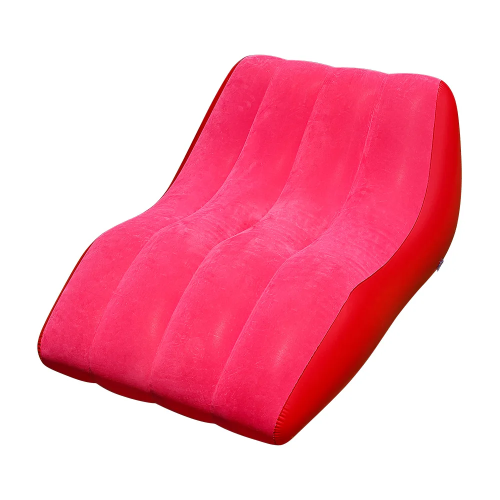 LMM inflatable S-type sofa outdoor folding lazy recliner flocking inflatable sofa bed single lunch break chair