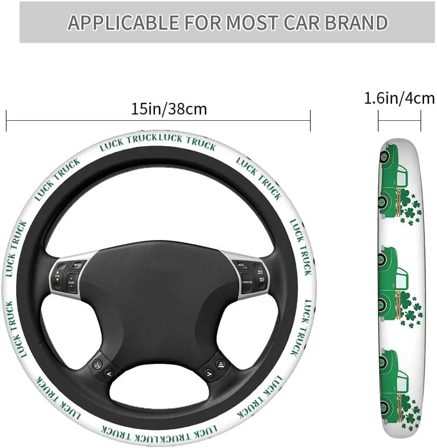 자동차 핸들 커버, 그린 럭크 트럭, 패트릭 픽업 트럭, 샴록 안전 운전, 미끄럼 방지 핸들 커버, St