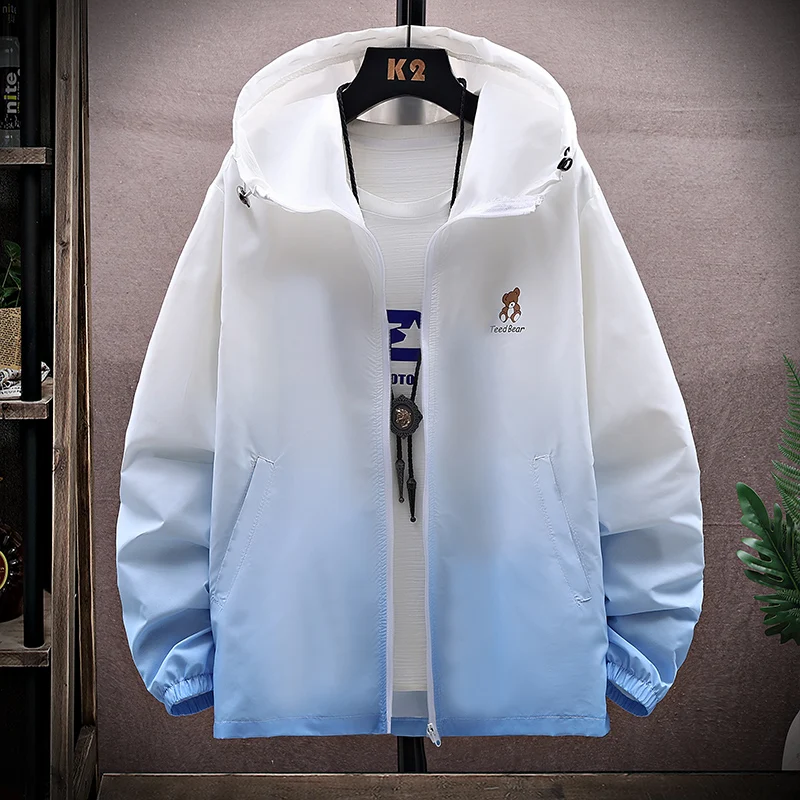 

Мужская летняя легкая дышащая куртка с капюшоном из ледяного шелка, быстросохнущая, для пар, с защитой от солнца, разноцветная