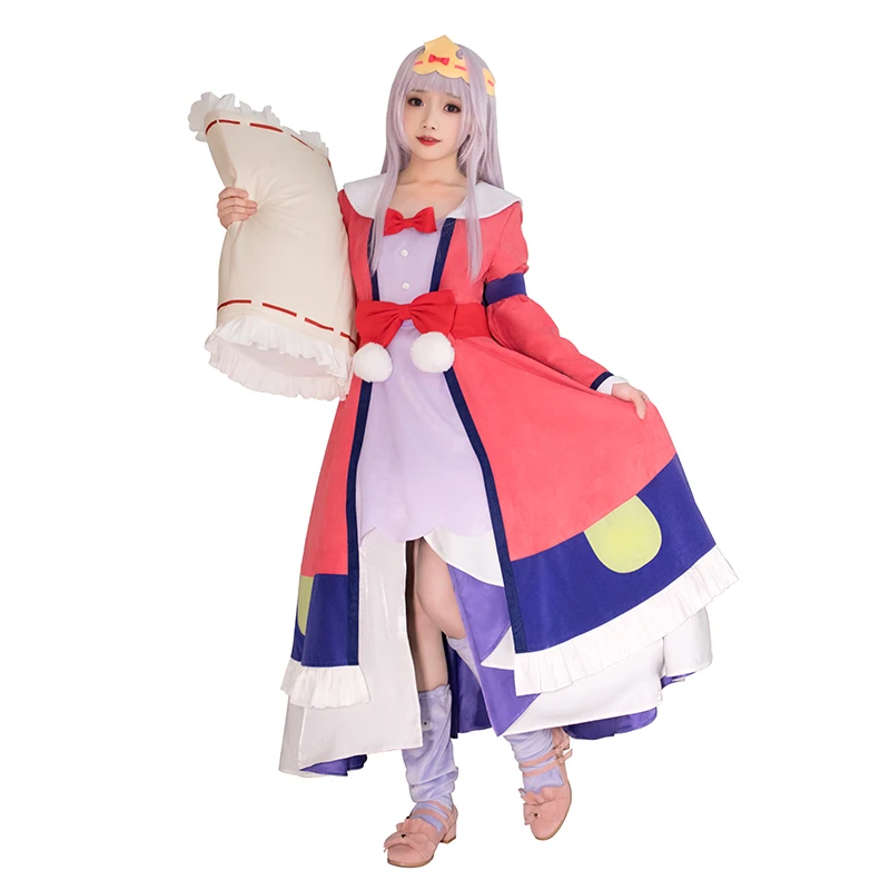 Sleepy princesa no castelo demônio maoujou de oyasumi princesa syalis cosplay traje feminino bonito vestido conjunto completo de sapatos peruca