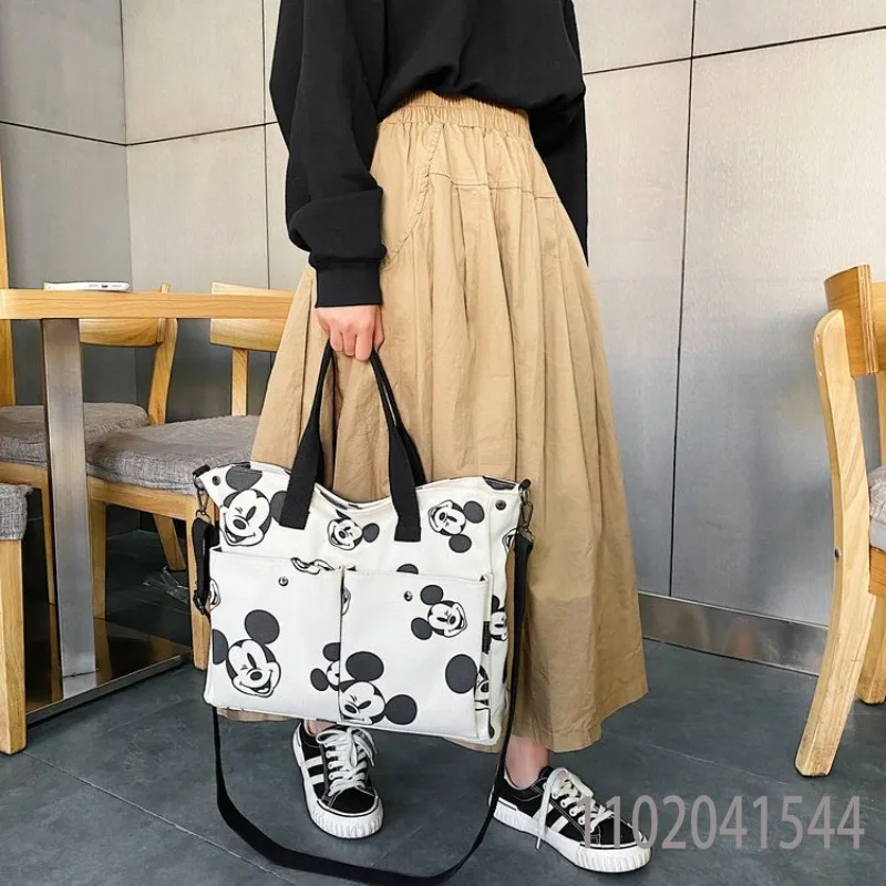 Imagem -04 - Disney Canvas Crossbody Bolsa para Mulheres e Meninas Designer de Grande Capacidade Bolsas de Luxo Bolsa de Ombro Mickey Mouse Print