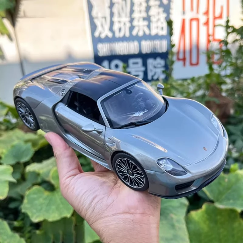 WELLY 1/18 مقياس بورش 918 سبايدر مع أعلى سبيكة سيارة رياضية نموذج جمع تذكارية عرض ثابت الحلي لعبة هدية #5