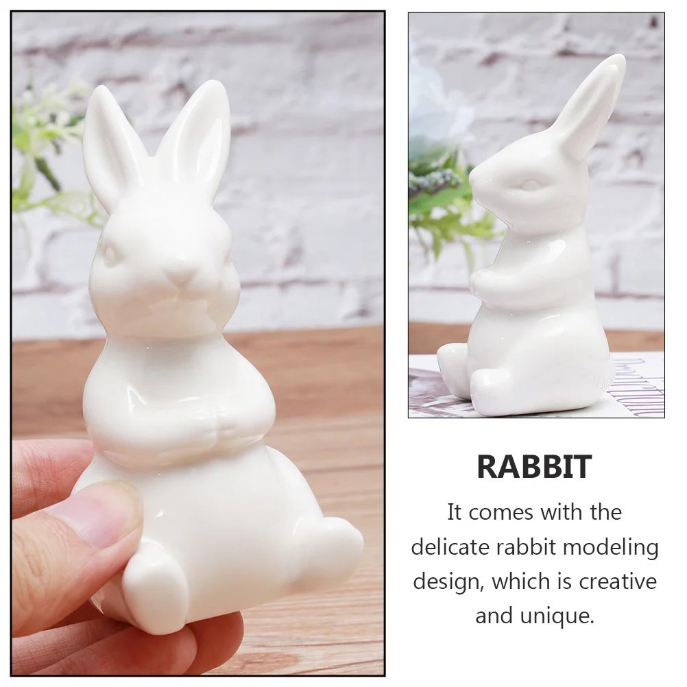 

2Pcs Ceramic Rabbit Adornments Creative Charming Home Garden Decorative Animal Desktop Decor Ceramic Craft Home Desktop Decor
