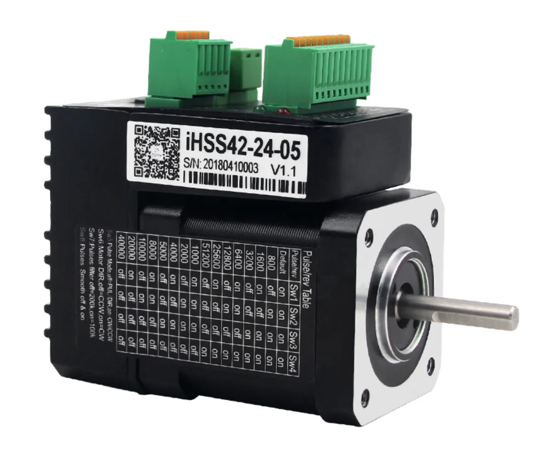 IHSS42-24-05 Hybrid Closed Loop Stepper Motor with Integrated Controller Nema17 0.48Nm Shaft 5mm 1.2A 24v