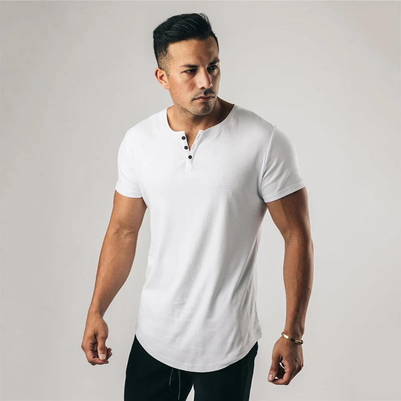 Summer Men's Fitness Short Sleeve T-Shirt Trend All-match Slim Fit Half Sleeve Men's T-Shirt V-Neck Shirt Trendy Soft and Smooth