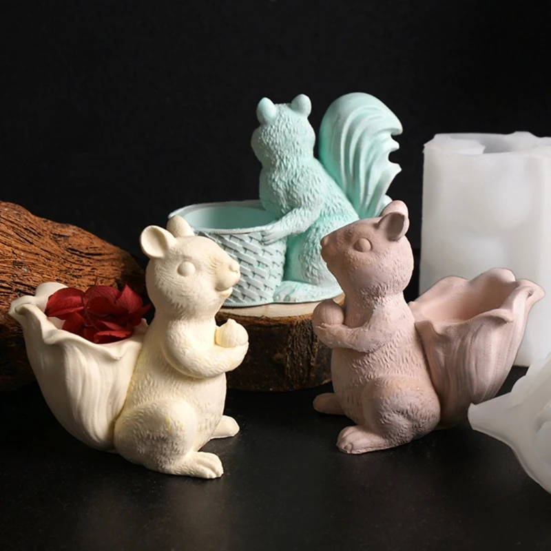 

Easter Mold Flower Basket Candle Cup Silicone Mold DIY Concrete Flower Pot Cute Squirrel Resin Plaster Ornament Molds
