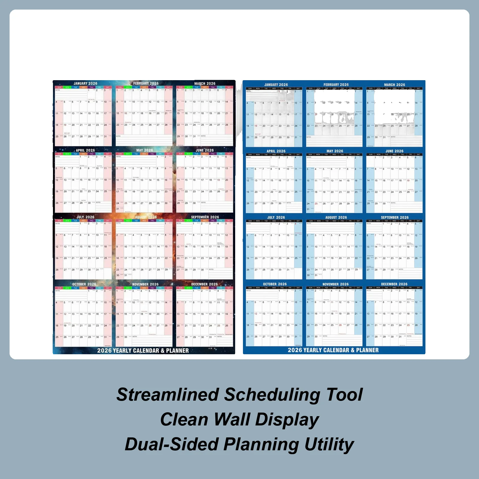 

2026 Yearly Wall Calendar 24 X 34 Inch Double-Sided Dry-Erasable Planner Monthly Calendar Planner For Self Discipline Check