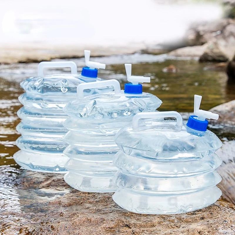 Herramientas de Viaje para Acampar al Aire Libre, Cubo de Almacenamiento de Agua Plegable Telescópico Multifuncional, de Gran Capacidad y Reforzado, con Grifo