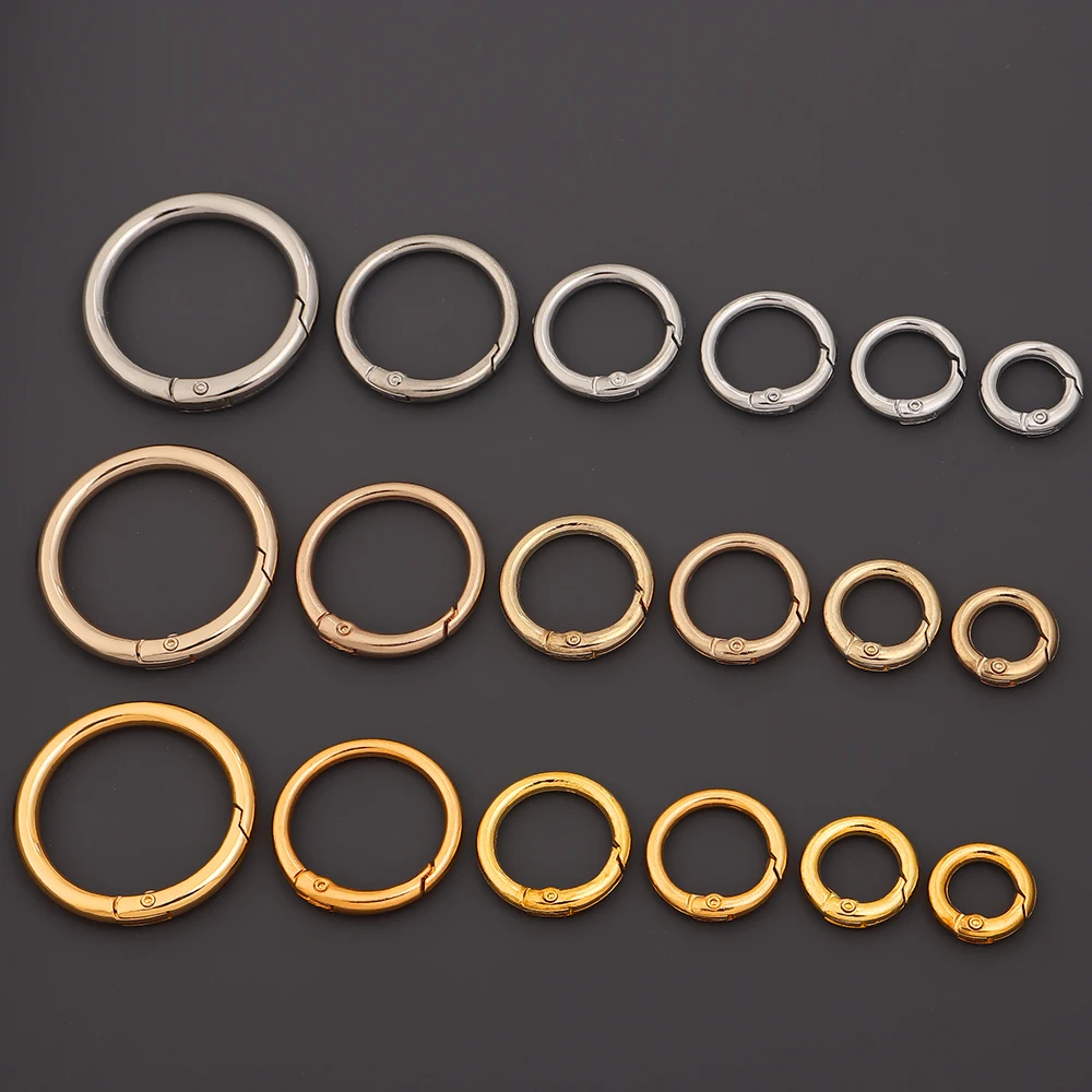 5-10 Stück Metall-O-Ring-Federkarabiner, zu öffnender Karabinerhaken, Schnallenverbinder für DIY-Schlüsselanhänger, Taschenclip, Schmuckherstellung – Detail 6