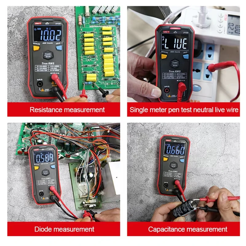 UNI-T UT123 Mini Digital Multimeter;AC DC Voltage meter;Resistance(Ohm) Temperatue tester;NCV/Continuity Test/EBTN Color Screen