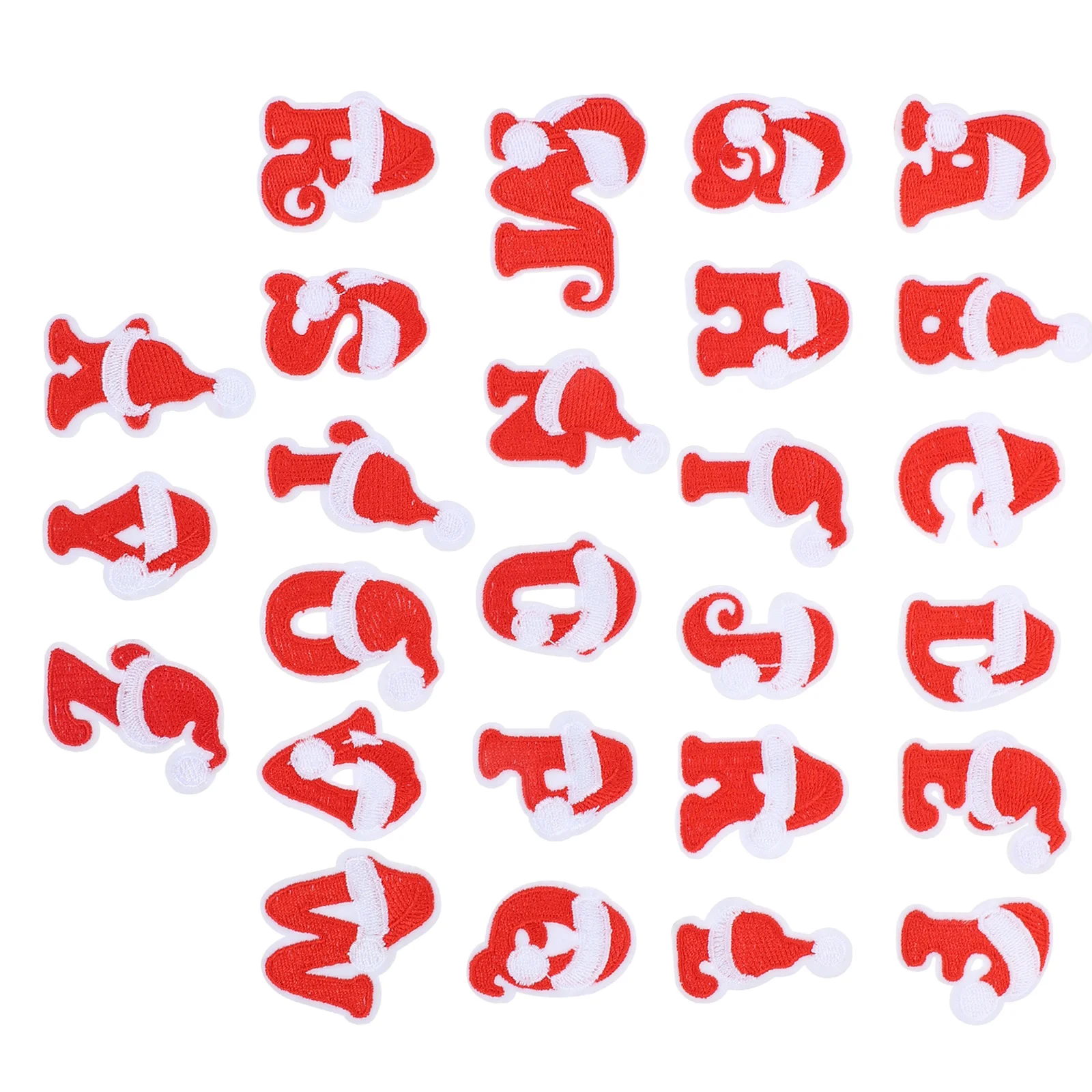 

26 Pcs Christmas Decoration Embroidery Letter Patches Appliques for Red Badge Sewing