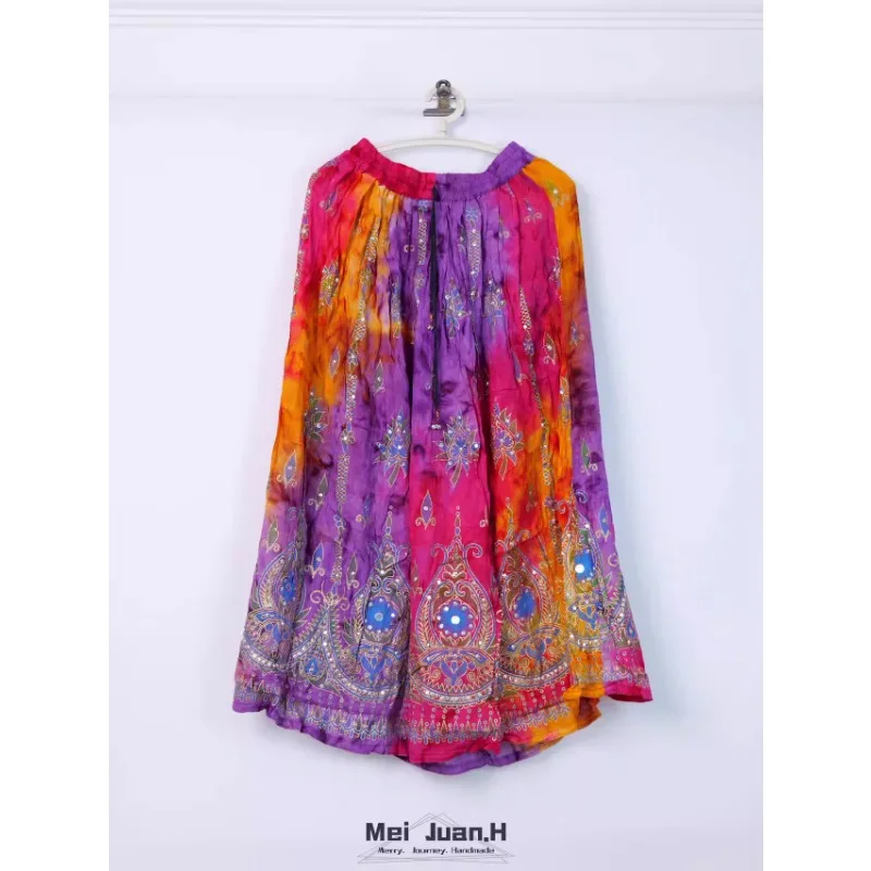 

Handmade Tie Dye Ethnic Style Peacock Skirt Bohemian Half Body Bell Skirt Tour