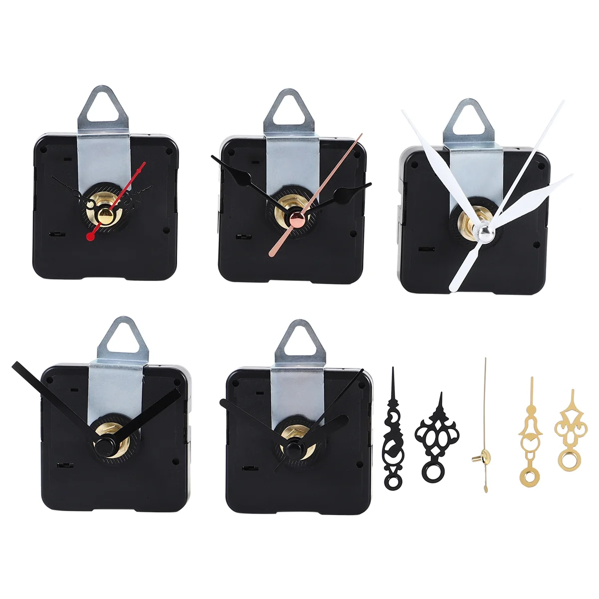 Exquisite- 5 Pcs Clock Movement Mechanism Parts Silence Quartz DIY Wall Clock with 7 Different Pairs Clock Hands Replacement Kit