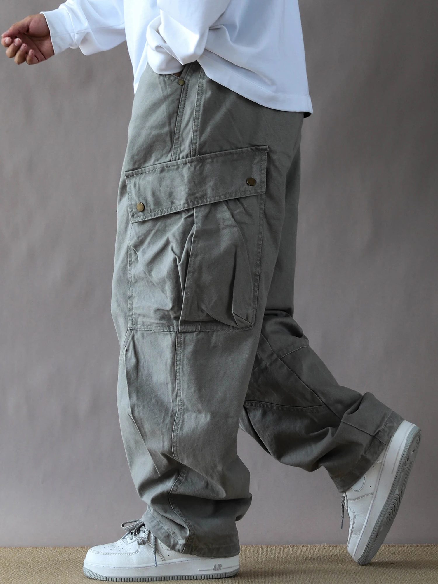 

Retro American Work Pants Men's Loose Casual Bla Waed Wide Leg Pants Spring Autumn New Sle Cotton Straight Cut Trousers