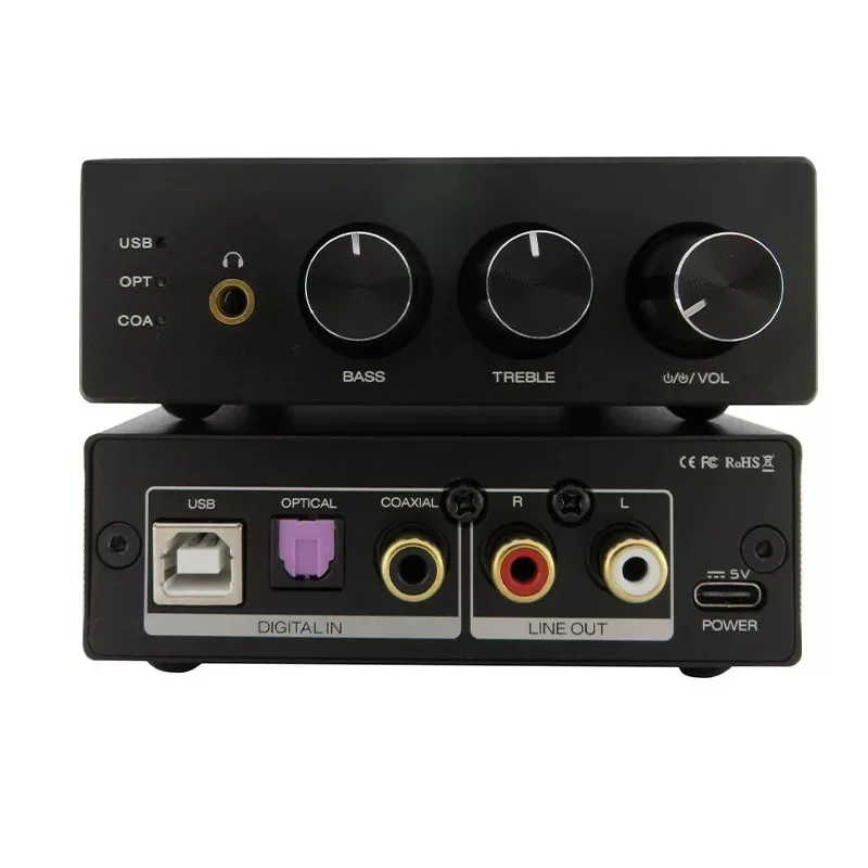 D4 Multifunctional DAC Audio Decoder HIFI Fever Decoding Headset Amplifier with High and Bass Adjustment