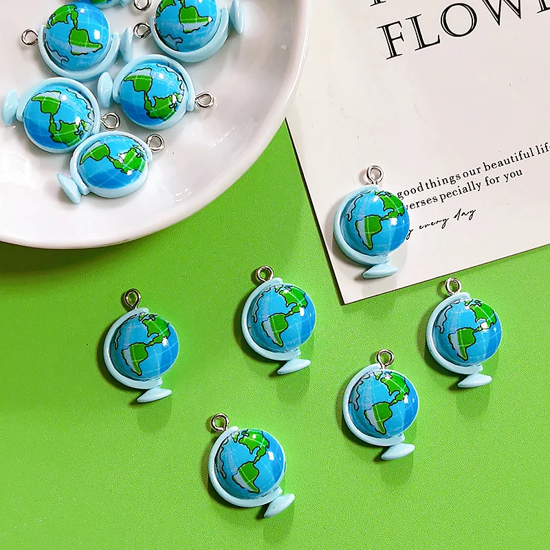 20pcs Mini Globe Resin Charms Cute Cartoon Stationery Pendant For Jewelry Accessory DIY Earring Necklace Bracelet Charm