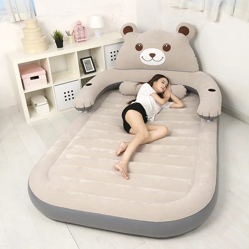 150CM*230CM*23CM Folding Cartoon Bed Inflatable Soft Bed With Backrest Totoro Bed Beanbag Cama Mattresses Bedroom Furniture