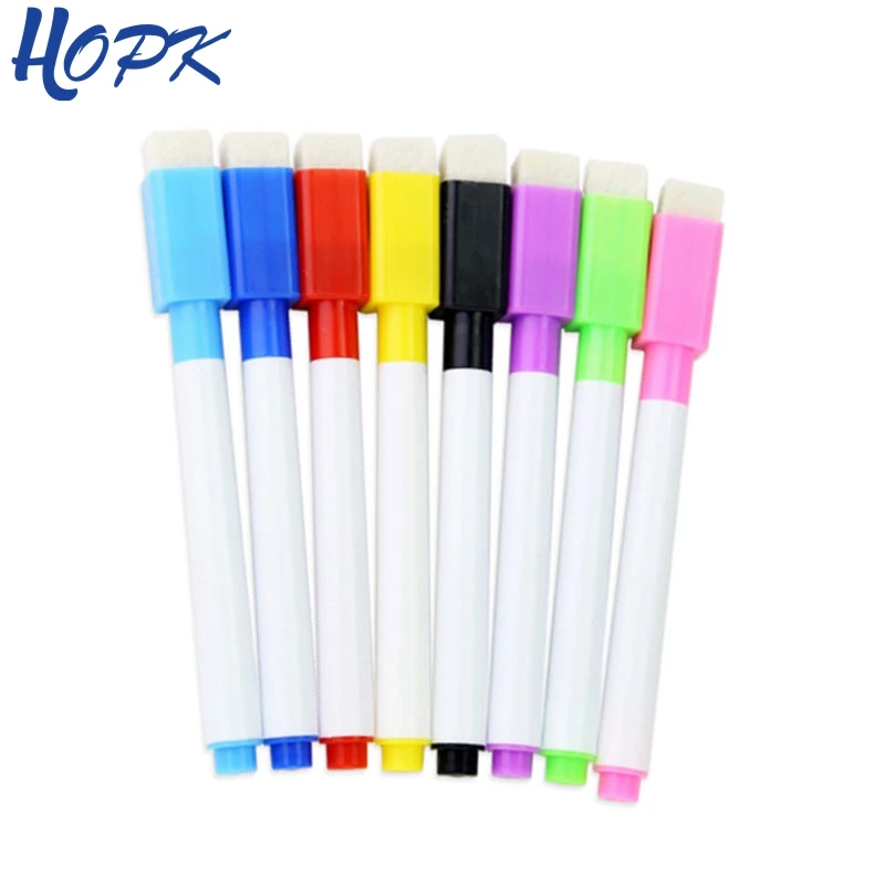 

8PC Magnetic Colorful Whiteboard Pen Black White Board Markers Built In Eraser School Supply children's Graffiti Drawing pen